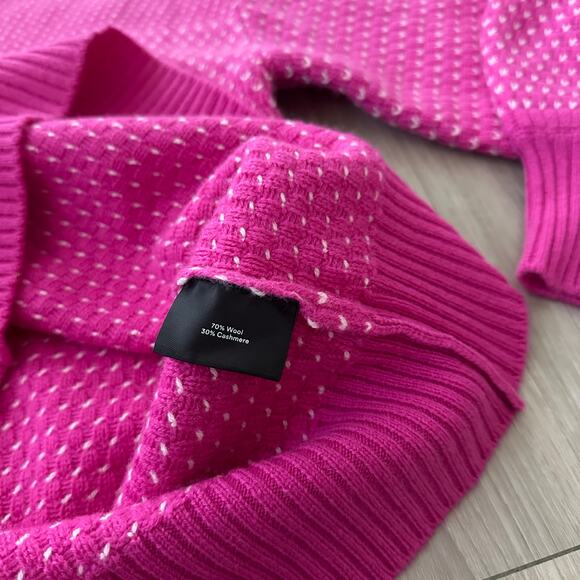 Summersalt The Luxe Cashmere Blend Mix Stitch Sweater Pink and White Size Large - Picture 5 of 6